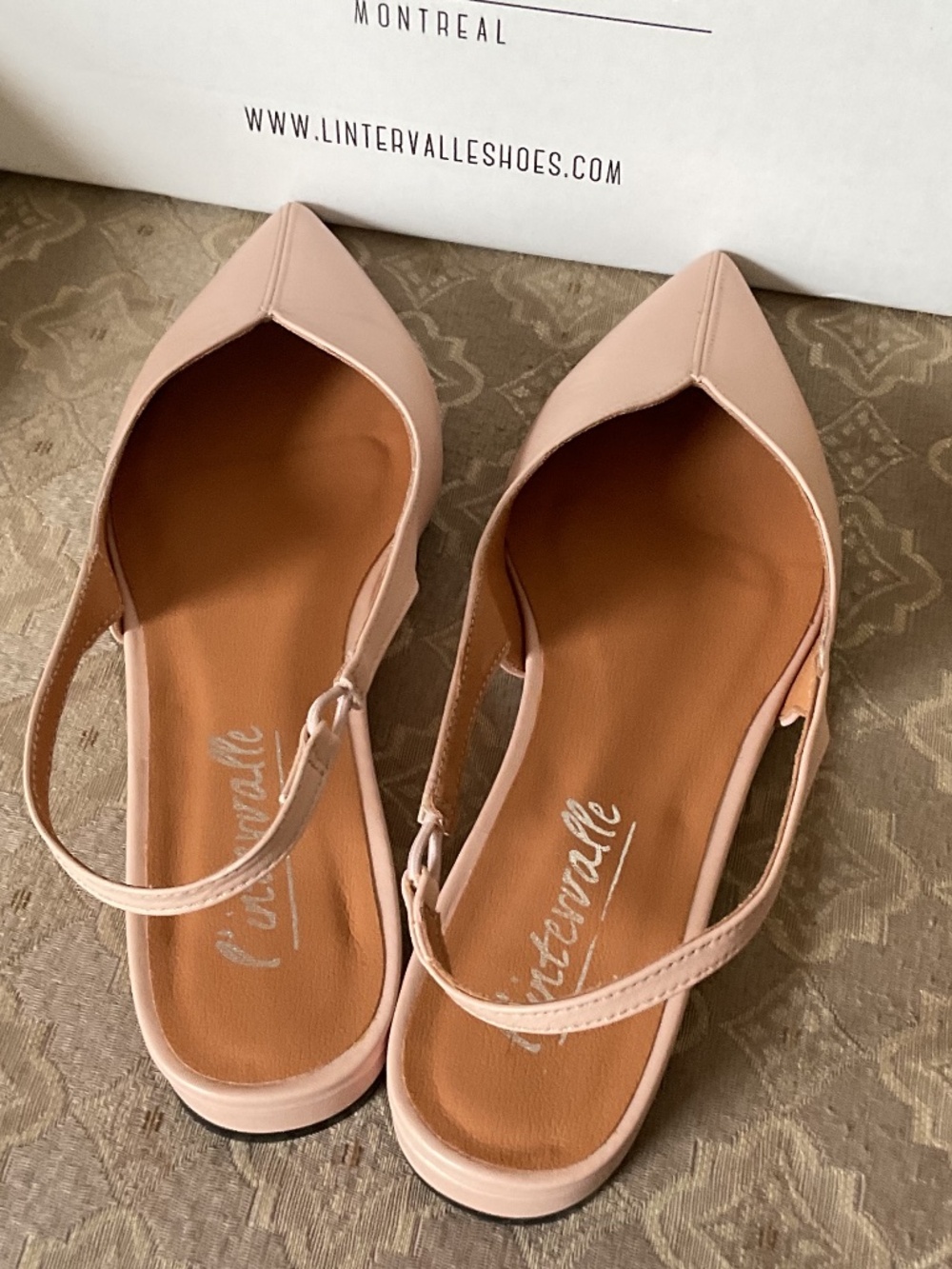 L'Intervalle Jubilant Nude Leather Sling-Back Flats - Picture 5 of 9
